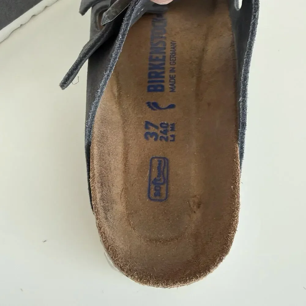 Birkenstock Arizona Womens 6 Gray Suede Leather Gunmetal Soft Footbed EU 37